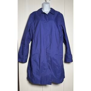 Lands End Rain Jacket Coat Womens Size L 14-16 Hidden Buttons Lined
